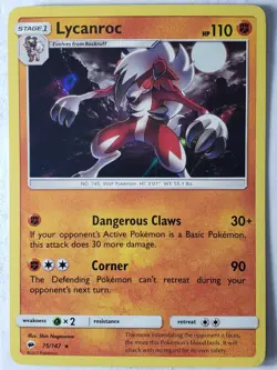 HOLO Lycanroc 75/147 - Burning Shadows Sun Moon Pokemon Card $2 Flat Shipping - Image 1