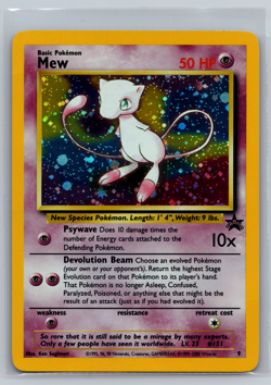 2000 Pokemon Black Star Mew #9 Holo Promo Pokemon League TCG Card MP - Image 1