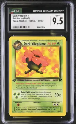 CGC 9.5 MINT+ Dark Vileplume Team Rocket 1st Edition 30/82 Pokemon Card - Image 1