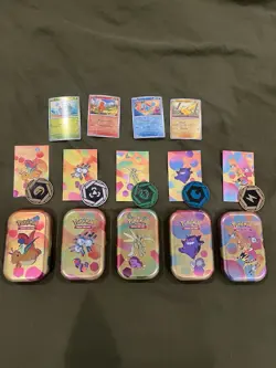 Pokemon 151 Tins Empty with Coins Art and 4 Promo Cards. No Packs - Image 1