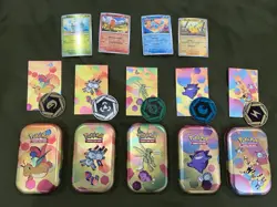 Pokemon 151 Tins Empty with Coins Art and 4 Promo Cards. No Packs - Image 2