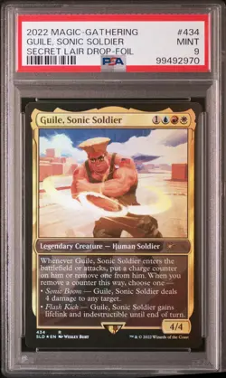 2022 MAGIC: THE GATHERING SECRET LAIR DROP FOIL #434 GUILE, SONIC SOLDIER PSA 9 - Image 1