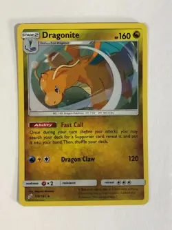 Pokemon TCG Team Up Cosmos Holographic Dragonite 119/181 w Swirl Near Mint - Image 1