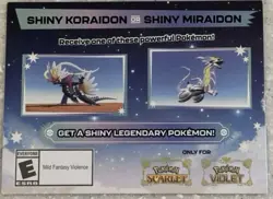 POKEMON SCARLET / VIOLET SHINY MIRAIDON OR SHINY KORAIDON SERIAL CODE SEND OFFER - Image 1