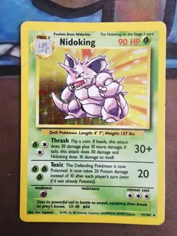 Pokemon TCG Nidoking Base Set Holo Unlimited Rare Card 11/102 MP Condition - Image 1