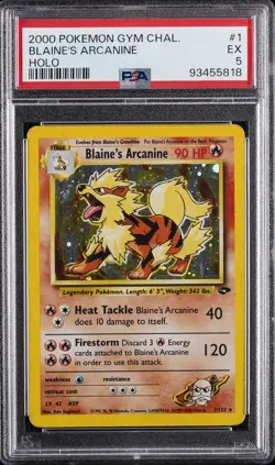 2000 POKEMON GYM CHALLENGE HOLO #1 BLAINE'S ARCANINE PSA 5 - Image 1