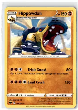 2020 Sword & Shield - Darkness Ablaze Hippowdon #94 Stage 1/Rare - Image 1