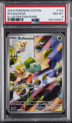 2024 POKEMON SCR EN-STELLAR CROWN ILLUSTRATION RARE #143 BULBASAUR PSA 8 - Image 1