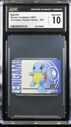 1997 Squirtle Pokemon Bandai Carddass Animation Version Series #007 CGC 10 - Image 1