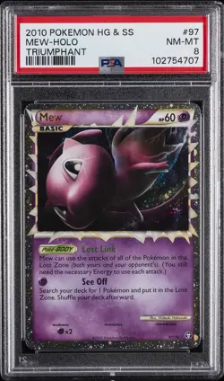 2010 POKEMON HEARTGOLD & SOULSILVER TRIUMPHANT #97 MEW-HOLO PSA 8 - Image 1