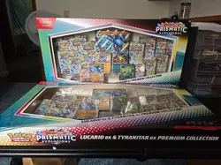 Pokemon Lucario Ex Tyranitar Ex Prismatic Evolutions Sam's Club Premium 2 boxes - Image 1