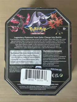 Pokemon Crown Zenith Tin Galarian Moltres Swsh284 - New - Factory Sealed 4 Packs - Image 2