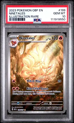 2023 POKEMON OBF EN-OBSIDIAN FLAMES ILLUSTRATION RARE #199 NINETALES PSA 10 - Image 1