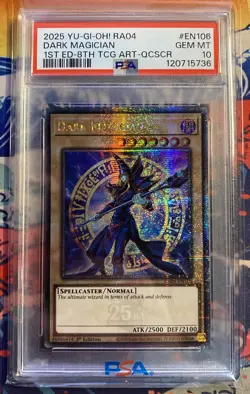 Yu-Gi-Oh! Dark Magician 1st Edition Quarter Century SCR PSA 10 EN106 8th TCG Art - Image 1