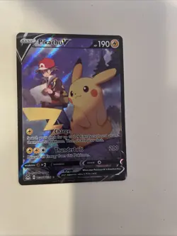 Pokemon TCG Pikachu v TG16/TG30 Lost Origin 2022 Full Art Holo Ultra Rare Card - Image 2