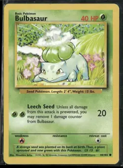 Pokemon Base Set #044/102 Bulbasaur Common - Image 1