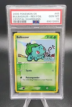 PSA 10 Gem Mint Pokemon Bulbasaur #45 Reverse Holo foil EX Crystal Guardians - Image 1