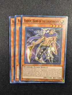 Yugioh - 3x Raiden, Hand of the Lightsworn SR02-EN022 1st Edition Common NM - Image 1