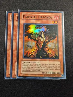 Yugioh - 3x Flamvell Dragnov HA01-EN007 Unlimited Edition Super Rare NM - Image 1