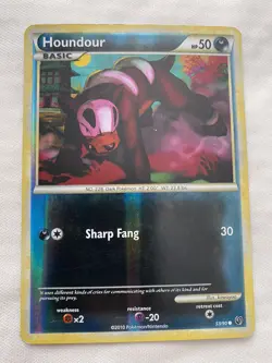 Pokemon Cards HOUNDOUR 53/90 HGSS UNDAUNTED SET COMMON (E) Lightly Played - Image 1