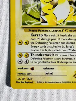 Vintage Pokemon Card WOTC Rare Holo LT. SURGE’S RAICHU Gym Challenge 11/132 - Image 5