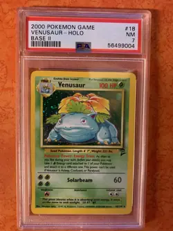 2000 Pokemon Venusaur #18 Holo Base Set II PSA 7 NM Graded Card - Image 1