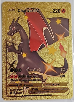 Pokemon Shiny CHARIZARD V 220HP Gold Foil Fan Art Card 079/073 - Image 1