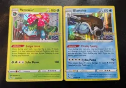 Venusaur 003/078 & Blastoise 017/078 Pokemon GO Holo Rare Pokemon Card Set NM - Image 1