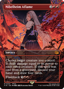 Nibelheim Aflame (Borderless Woodblock) FOIL Final Fantasy HEAVILY PLD ABUGames - Image 1