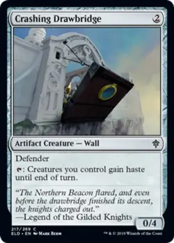 Moderate Play, English MTG Foil Crashing Drawbridge - Foil Throne of Eldraine Ma - Image 1