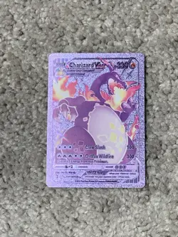 Pokemon Charizard V HP330 Claw Slash Multi-Colored Foil Fan Art Display Card - Image 1