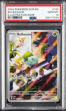 2024 POKEMON SCR EN-STELLAR CROWN ILLUSTRATION RARE #143 BULBASAUR PSA 10 - Image 1