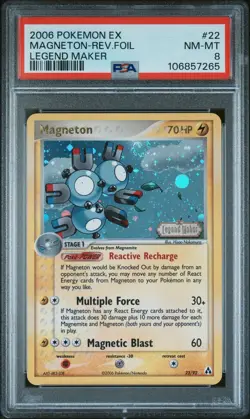 2006 POKEMON EX LEGEND MAKER #22 MAGNETON-REVERSE FOIL PSA 8 - Image 1
