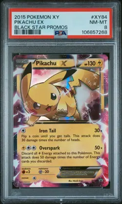 2015 POKEMON XY BLACK STAR PROMOS #XY84 PIKACHU EX PSA 8 - Image 1