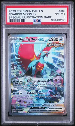 2023 POKEMON PAR EN-PARADOX RIFT SPECIAL ILLUSTRATION RARE ROARING MOON EX PSA 8 - Image 1