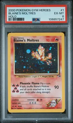 2000 POKEMON GYM HEROES HOLO #1 BLAINE'S MOLTRES PSA 6 - Image 1