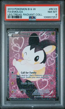 2013 POKEMON B&W LEGEND TREASURES RADIANT COLLECTION FULL ART/EMOLGA PSA 8 - Image 1