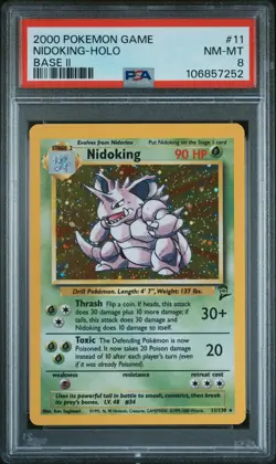 2000 POKEMON BASE SET 2 #11 NIDOKING-HOLO PSA 8 - Image 1