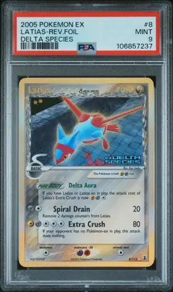 2005 POKEMON EX DELTA SPECIES #8 LATIAS-REVERSE FOIL PSA 9 - Image 1