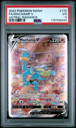 2022 POKEMON SWORD & SHIELD ASTRAL RADIANCE #172 FULL ART/MACHAMP V PSA 3 - Image 1