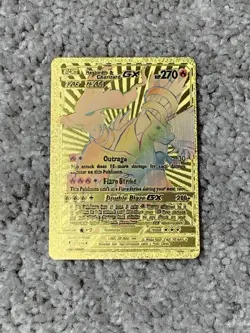 Pokemon Reshiram&Charizard GX HP270 Outrage Gold Foil Fan Art Card LP - Image 1