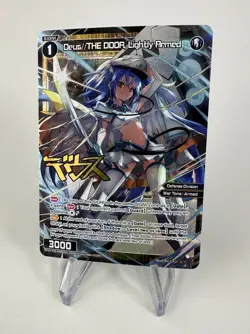 WIXOSS WXDi-P16 059P EN Deus The Door Lightly Armed Signed Foil Ex TCG Card - Image 1