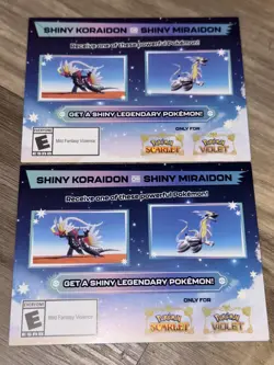 Shiny Koraidon & Miraidon Pokemon Scarlet Violet Code Card -Gamestop- 2 Of Them - Image 2