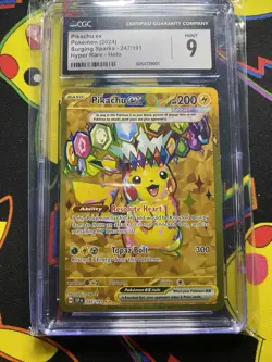 Pokemon Pikachu EX Surging Sparks 2024 SSP Secret Holo Card TCG 247/191 CGC 9 - Image 1
