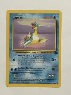 Pokemon TCG Lapras Fossil Card 25/62 Unlimited Rare Non-Holo - Image 1