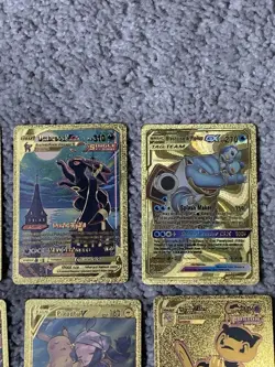 Pokemon Set of 20 Charizard,Umbreon,Mew&More Rare Gold Accent Foil Fan Art Cards - Image 4