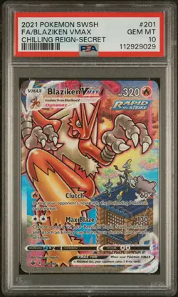 2021 POKEMON SWORD & SHIELD CHILLING REIGN SECRET FULL ART/BLAZIKEN VMAX PSA 10 - Image 1
