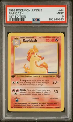 1999 POKEMON JUNGLE 1ST ED #44 RAPIDASH PSA 9 - Image 1