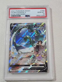 Pokemon TCG Evolving Skies Rayquaza V Full Art #194/203 PSA 10 GEM MT - Image 1