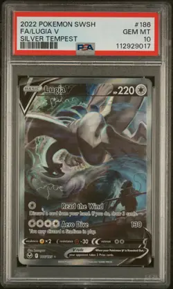 2022 POKEMON SWORD & SHIELD SILVER TEMPEST #186 FULL ART/LUGIA V PSA 10 - Image 1
